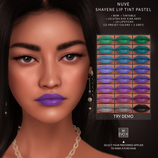 Second Life Marketplace Nuve. Shayene Lip tint pastel Lelutka Evo X
